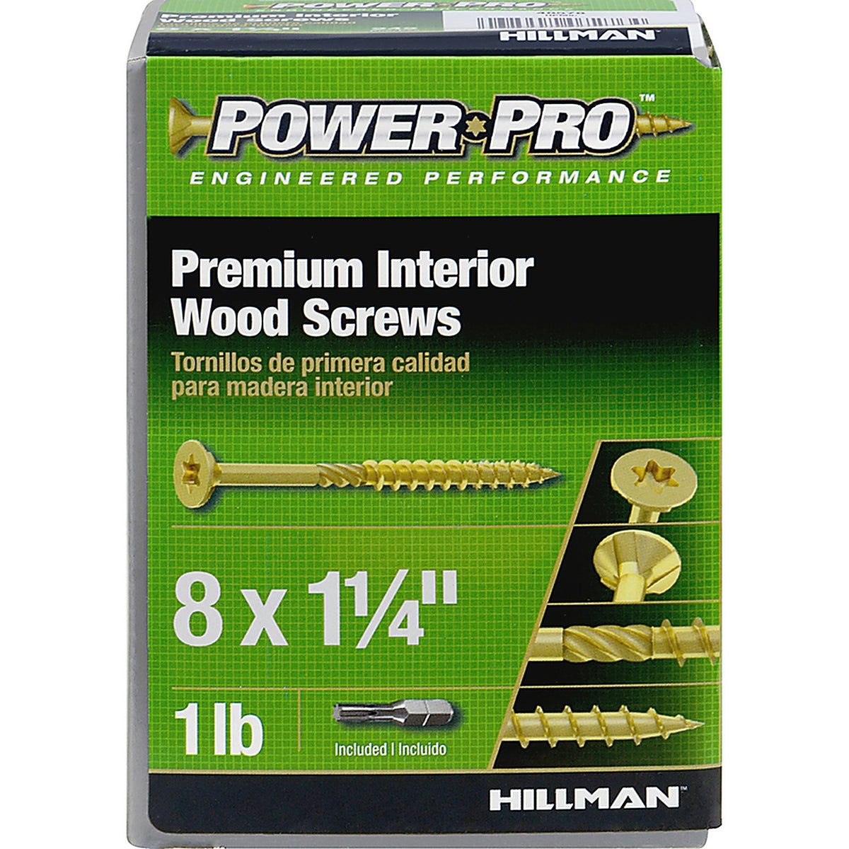 Hillman 48578 Power Pro No. 8 x 1-1/4 in. L Star Yellow Zinc Wood Screws 1 lb. 242/Pack