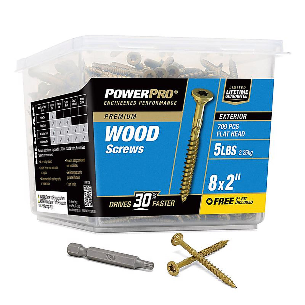 Hillman 48608 Power Pro No. 8 x 2 in. L Star Flat Head Ceramic Coated Premium Deck Screws 5 lb. 767/Pack