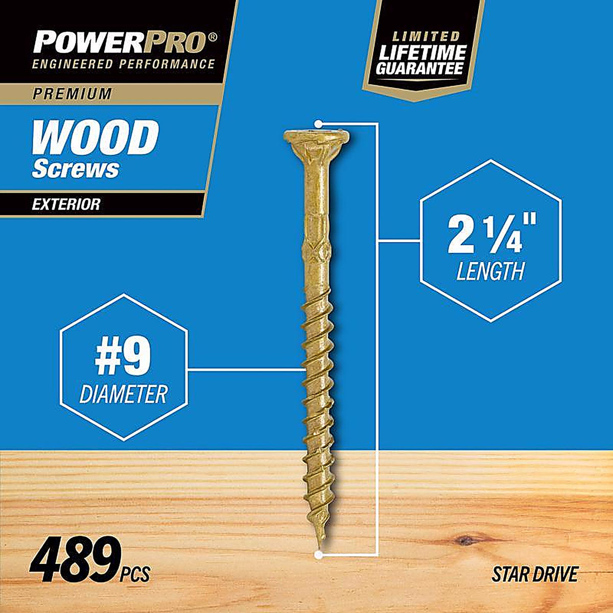 Hillman 48609 Power Pro No. 9 x 2-1/4 in. L Star Flat Head Ceramic Coated Deck Screws 5 lb. 565/Pack