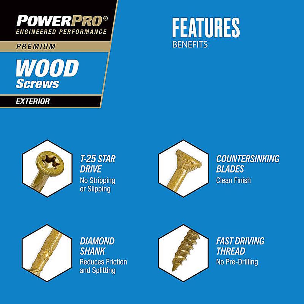 Hillman 48609 Power Pro No. 9 x 2-1/4 in. L Star Flat Head Ceramic Coated Deck Screws 5 lb. 565/Pack