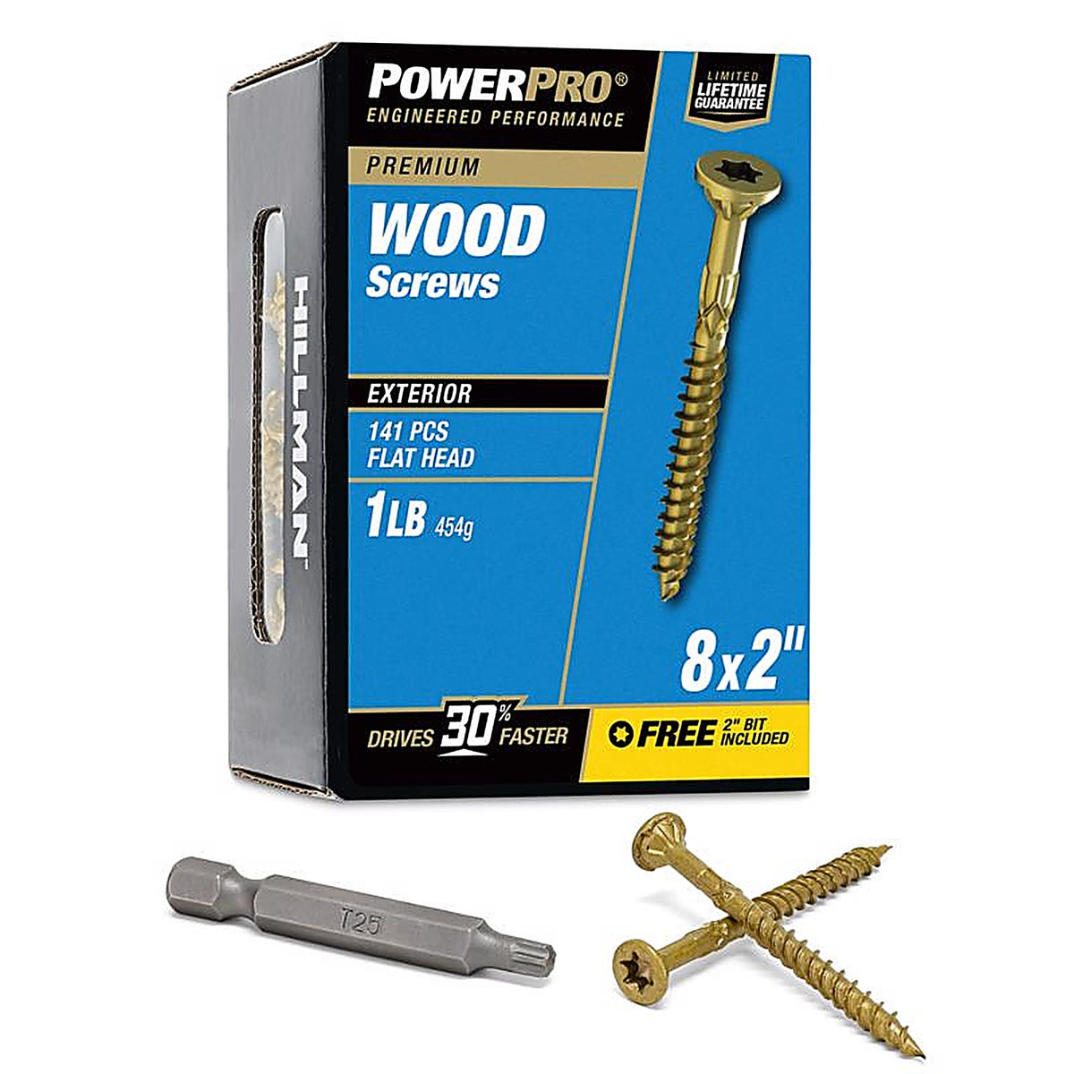 Hillman 48597 Power Pro No. 8 x 2 in. L Star Flat Head Ceramic Coated Premium Deck Screws 1 lb. 153/Pack