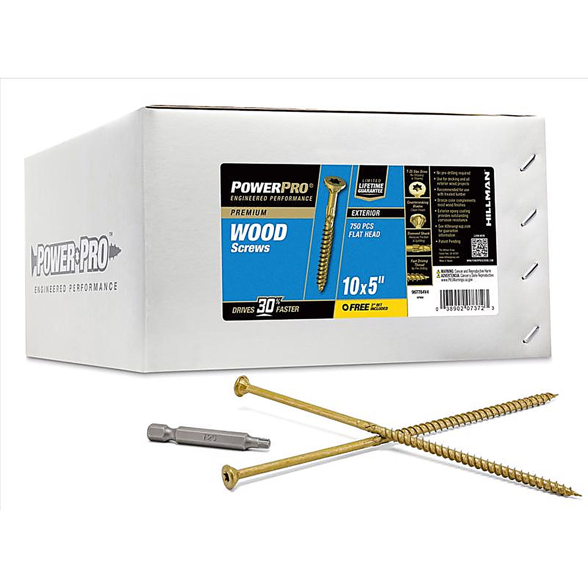 Hillman 967784 Power Pro No. 10 x 5 in. L Torx Flat Head Premium Deck Screws 25 lb. 750/Pack