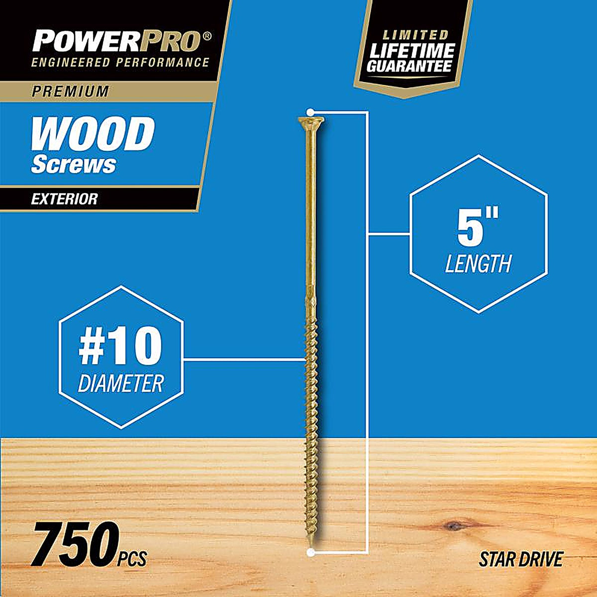 Hillman 967784 Power Pro No. 10 x 5 in. L Torx Flat Head Premium Deck Screws 25 lb. 750/Pack