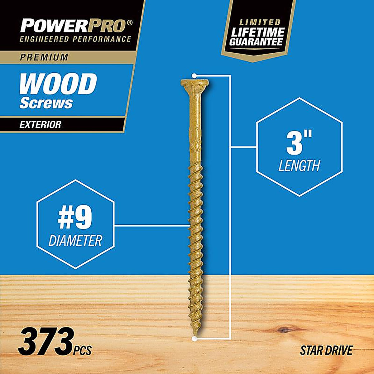 Hillman 48611 Power Pro No. 9 x 3 in. L Star Flat Head Ceramic Coated Premium Deck Screws 5 lb. 417/Pack