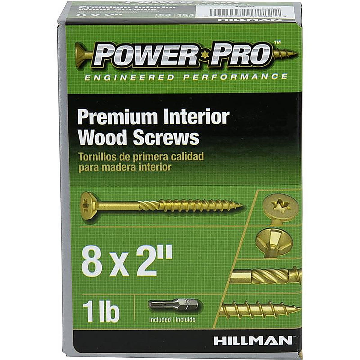 Hillman 48581 Power Pro No. 8 x 2 in. L Star Yellow Zinc Wood Screws 1 lb. 165/Pack