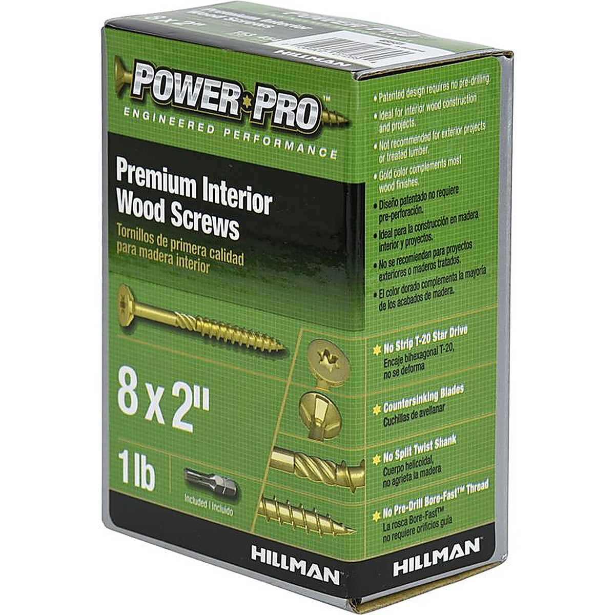 Hillman 48581 Power Pro No. 8 x 2 in. L Star Yellow Zinc Wood Screws 1 lb. 165/Pack