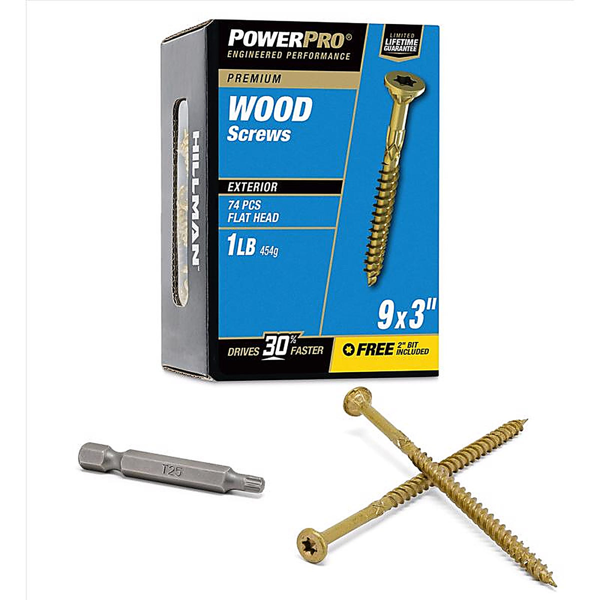 Hillman 48600 Power Pro No. 9 x 3 in. L Star Flat Head Ceramic Coated Premium Deck Screws 1 lb. 83/Pack