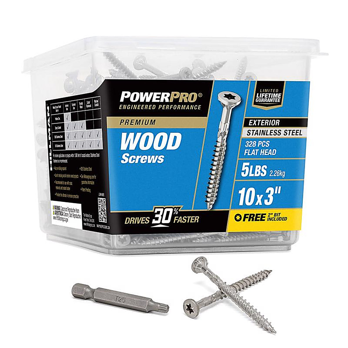 Hillman 48628 Power Pro No. 10 x 3 in. L Star Flat Head Premium Deck Screws 5 lb. 330/Pack