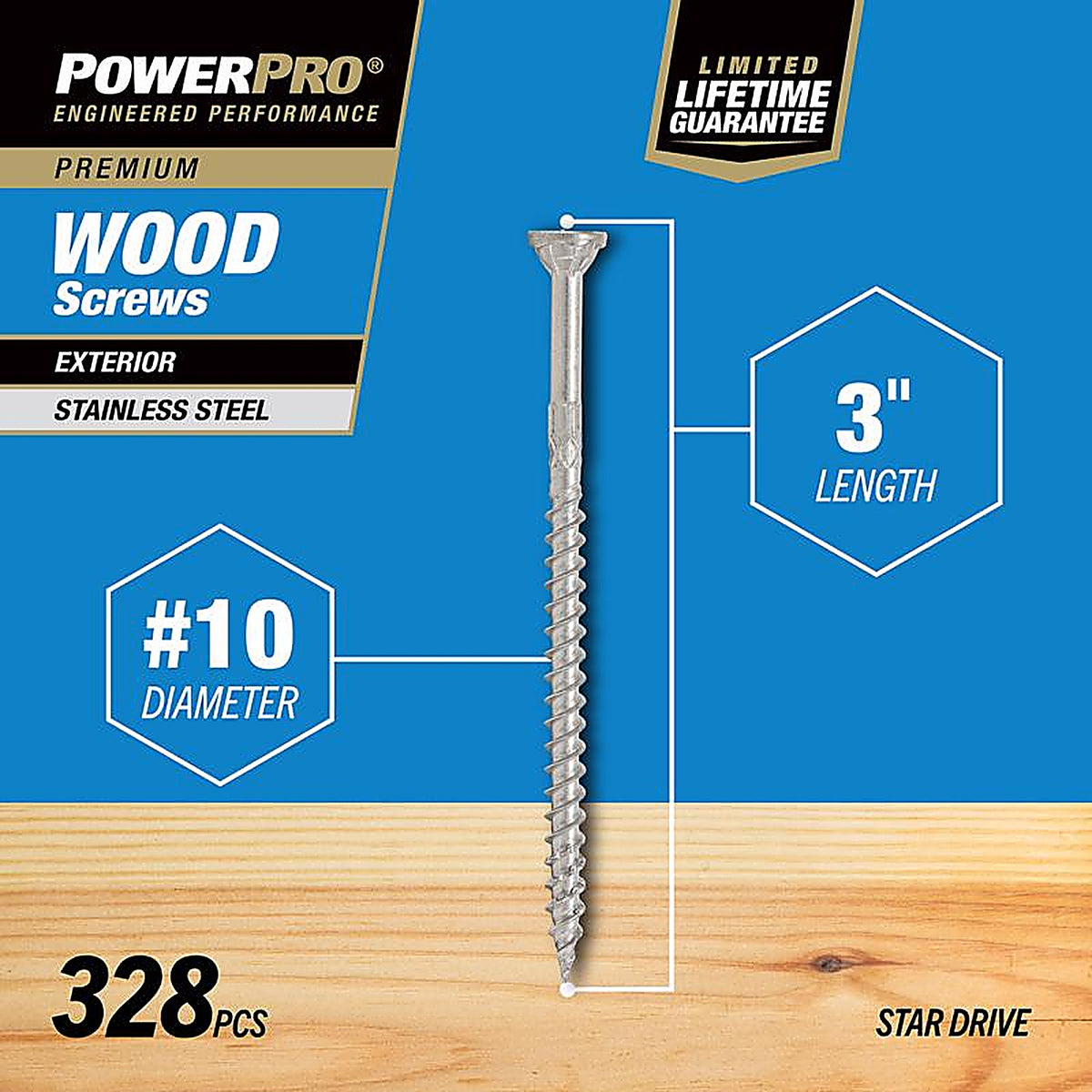 Hillman 48628 Power Pro No. 10 x 3 in. L Star Flat Head Premium Deck Screws 5 lb. 330/Pack