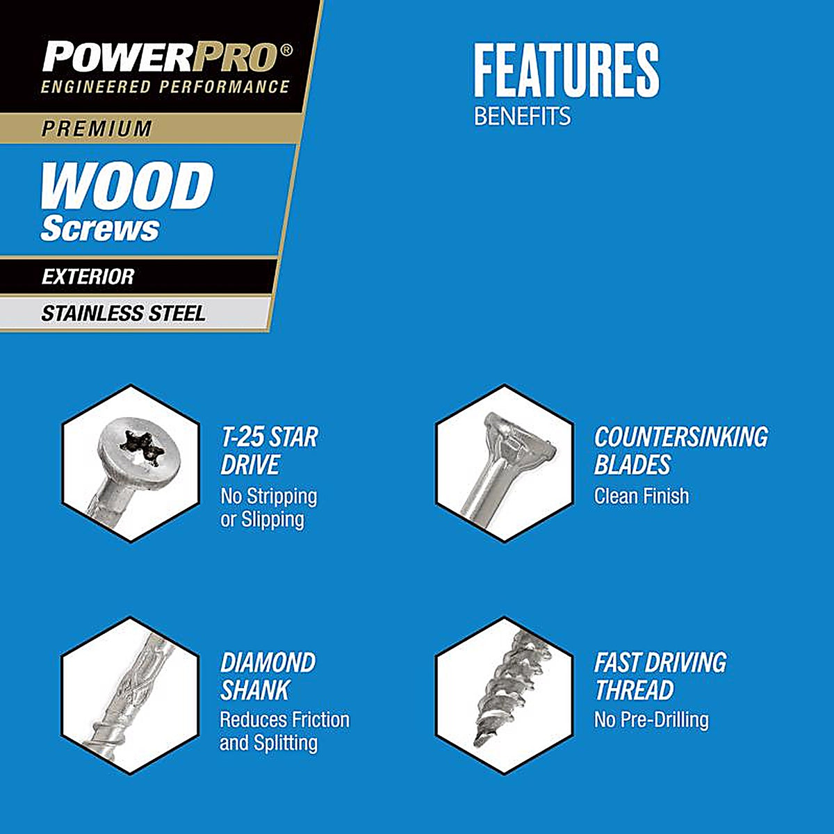 Hillman 48628 Power Pro No. 10 x 3 in. L Star Flat Head Premium Deck Screws 5 lb. 330/Pack