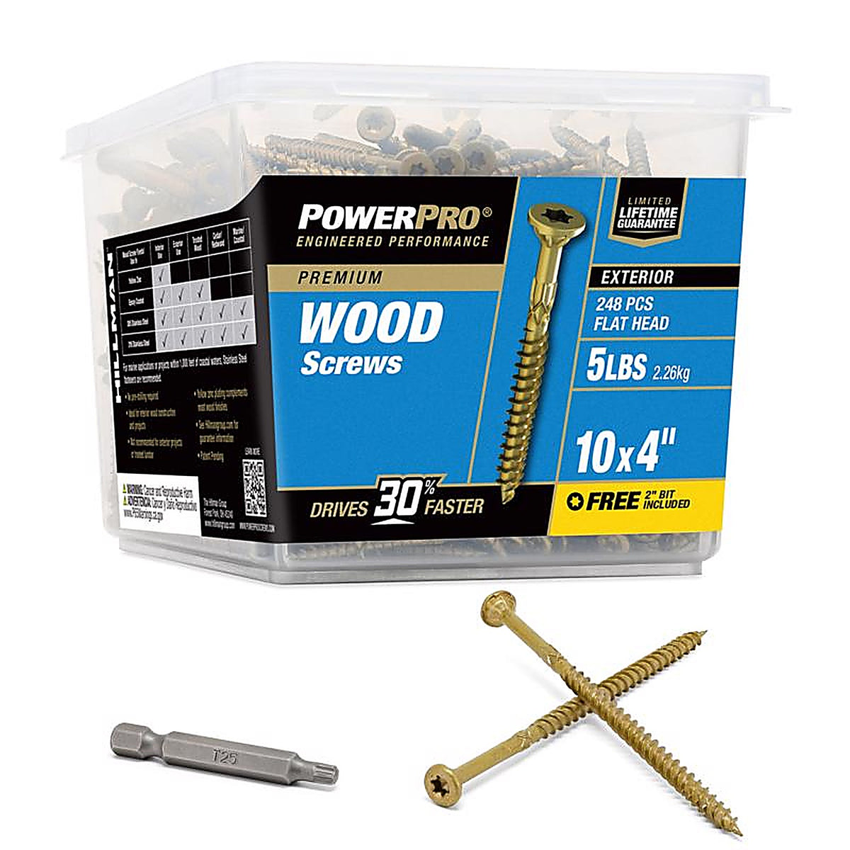 Hillman 48615 Power Pro No. 10 x 4 in. L Star Flat Head Ceramic Coated Premium Deck Screws 5 lb. 260/Pack