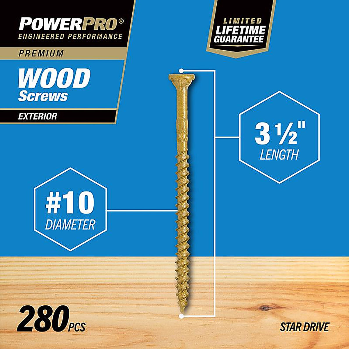 Hillman 48614 Power Pro No. 10 x 3-1/2 in. L Star Flat Head Ceramic Coated Premium Deck Screws 5 lb.