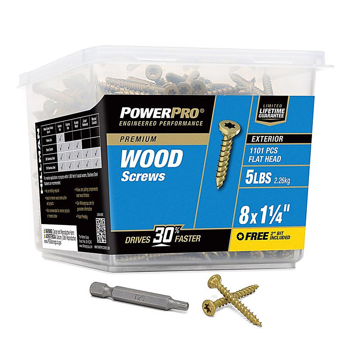 Hillman 48605 Power Pro No. 8 x 1-1/4 in. L Star Flat Head Ceramic Coated Premium Deck Screws 5 lb.