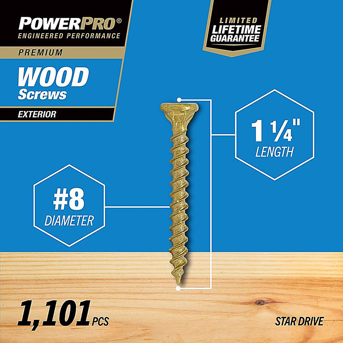 Hillman 48605 Power Pro No. 8 x 1-1/4 in. L Star Flat Head Ceramic Coated Premium Deck Screws 5 lb.