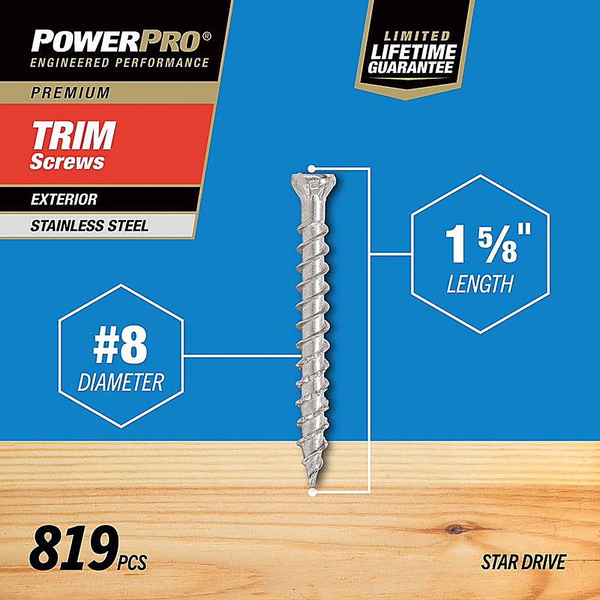 Hillman 48643 Power Pro No. 8 x 1-5/8 in. L Star Bronze Ceramic Screws 5 lb. 1000/Pack