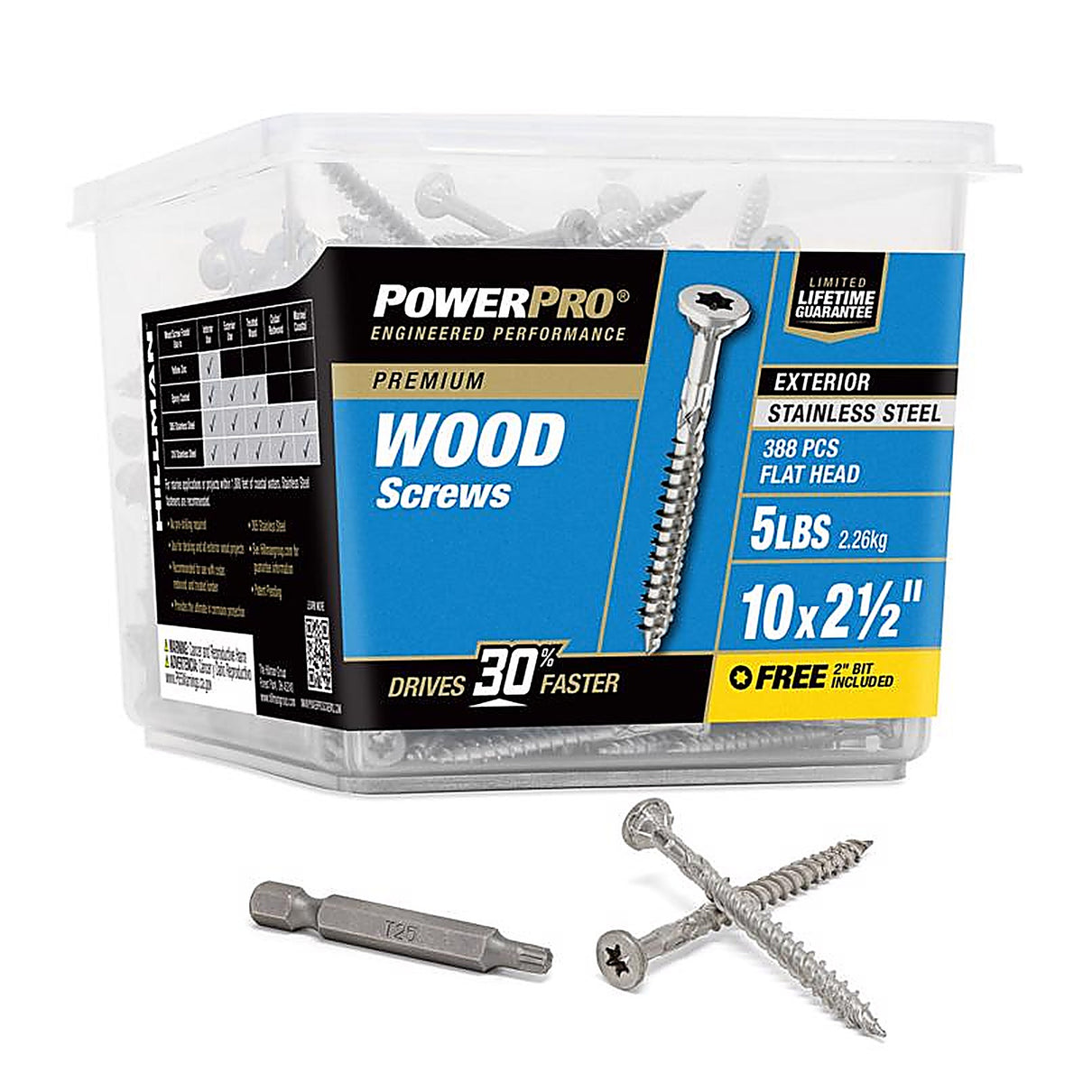 Hillman 48627 Power Pro No. 10 x 2-1/2 in. L Star Flat Head Premium Deck Screws 5 lb. 395/Pack