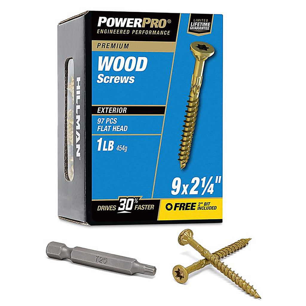 Hillman 48598 Power Pro No. 9 x 2-1/4 in. L Star Flat Head Ceramic Coated Premium Deck Screws 1 lb.
