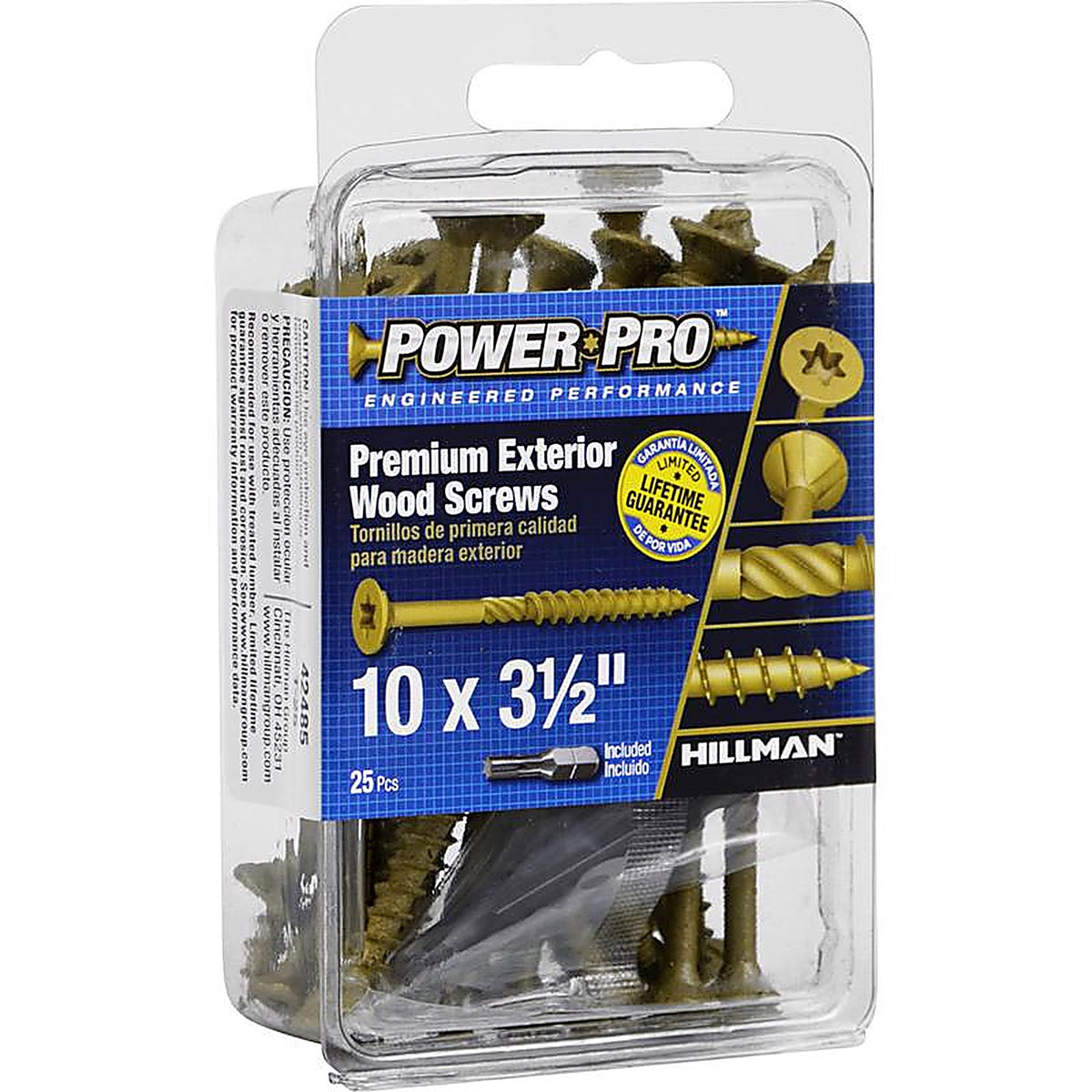 Hillman 42485 Power Pro No. 10 x 3-1/2 in. L Star Flat Head Ceramic Coated Premium Deck Screws 25/Pack