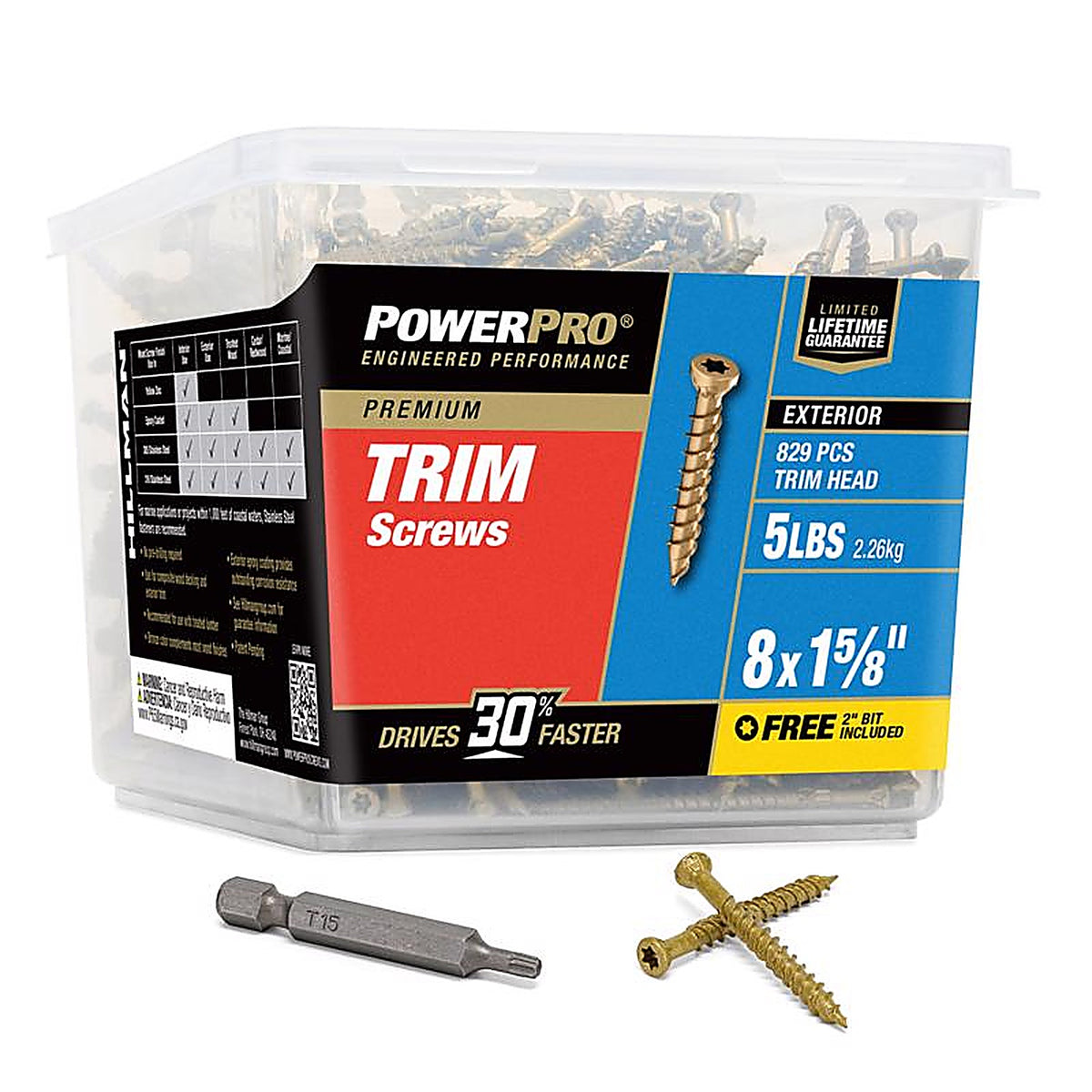 Hillman 48635 Power Pro No. 8 x 1-5/8 in. L Star Bronze Ceramic Screws 5 lb. 1023/Pack