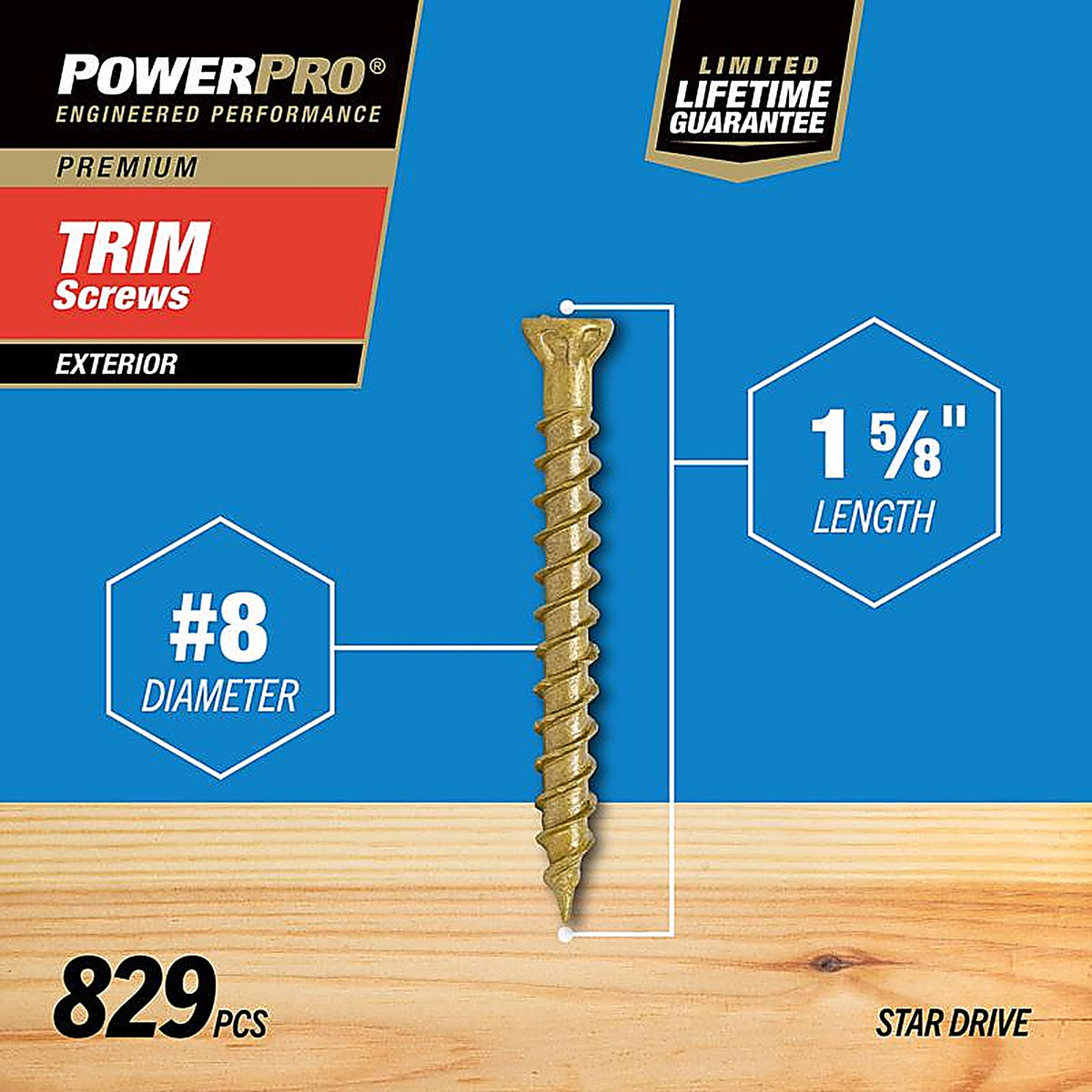 Hillman 48635 Power Pro No. 8 x 1-5/8 in. L Star Bronze Ceramic Screws 5 lb. 1023/Pack