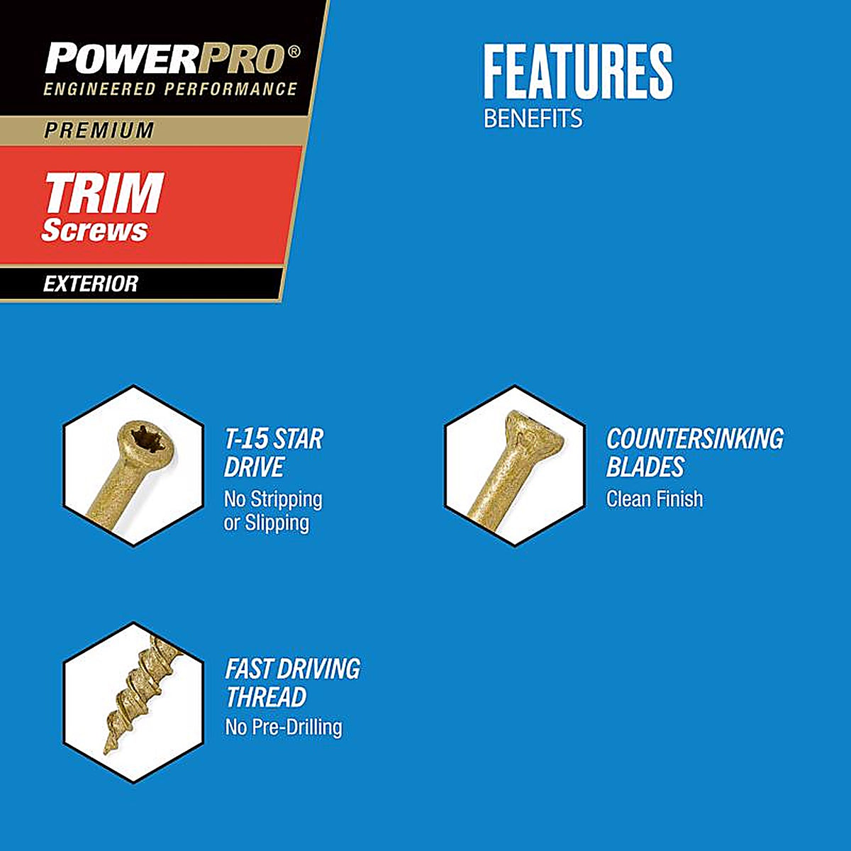 Hillman 48635 Power Pro No. 8 x 1-5/8 in. L Star Bronze Ceramic Screws 5 lb. 1023/Pack