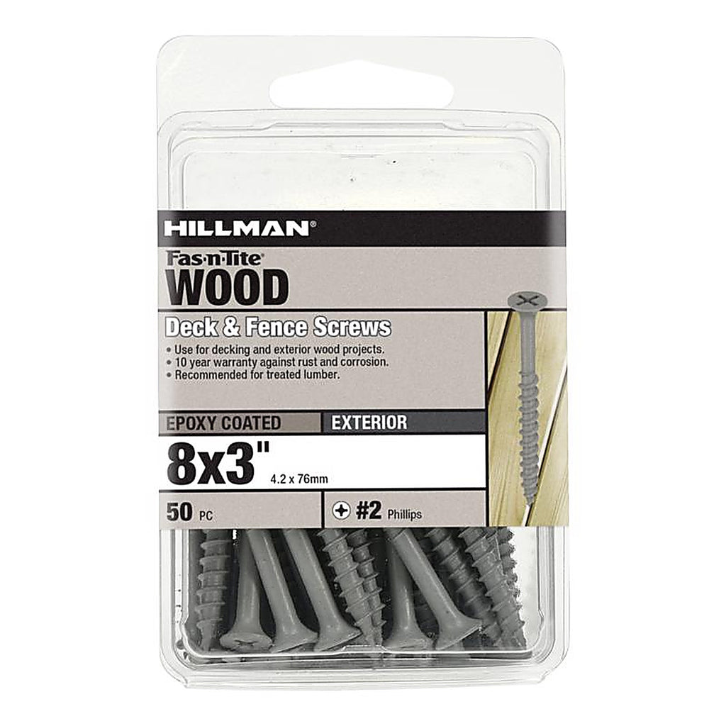 Hillman - 42676 - Fas-N-Tite No. 8 Ga. X 3 In. L Gray Phillips Bugle Head Deck Screws 50 Pack