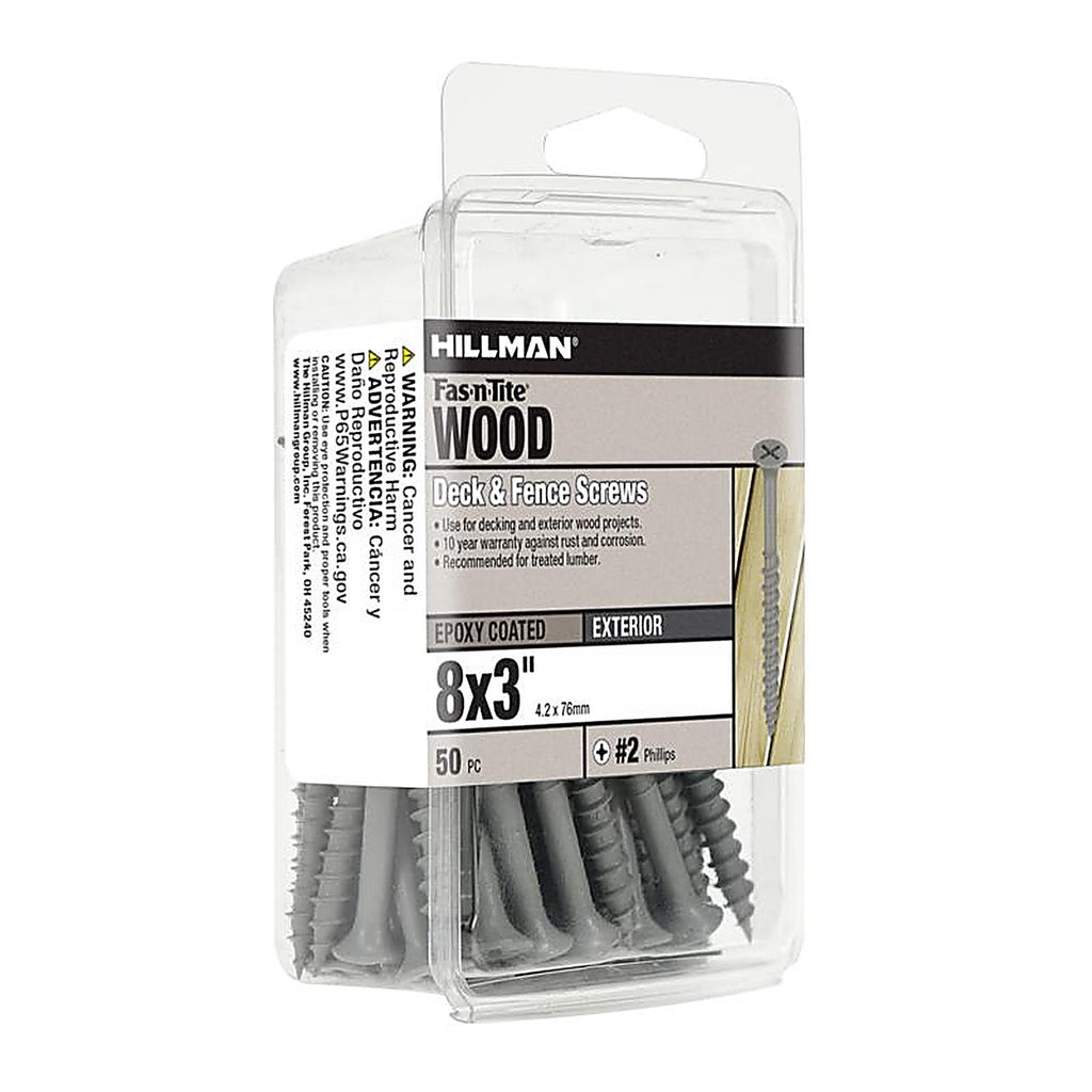 Hillman - 42676 - Fas-N-Tite No. 8 Ga. X 3 In. L Gray Phillips Bugle Head Deck Screws 50 Pack