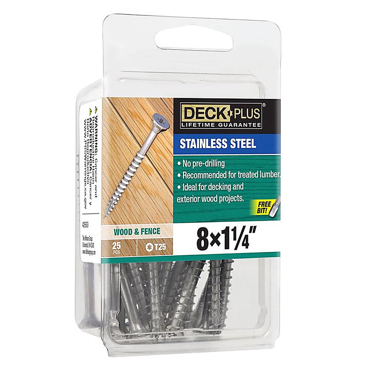 Hillman - 42686 - Deck Plus No. 8 Ga. X 1-1/4 In. L Stainless Steel Star Flat Head Deck Screws 25 Pack