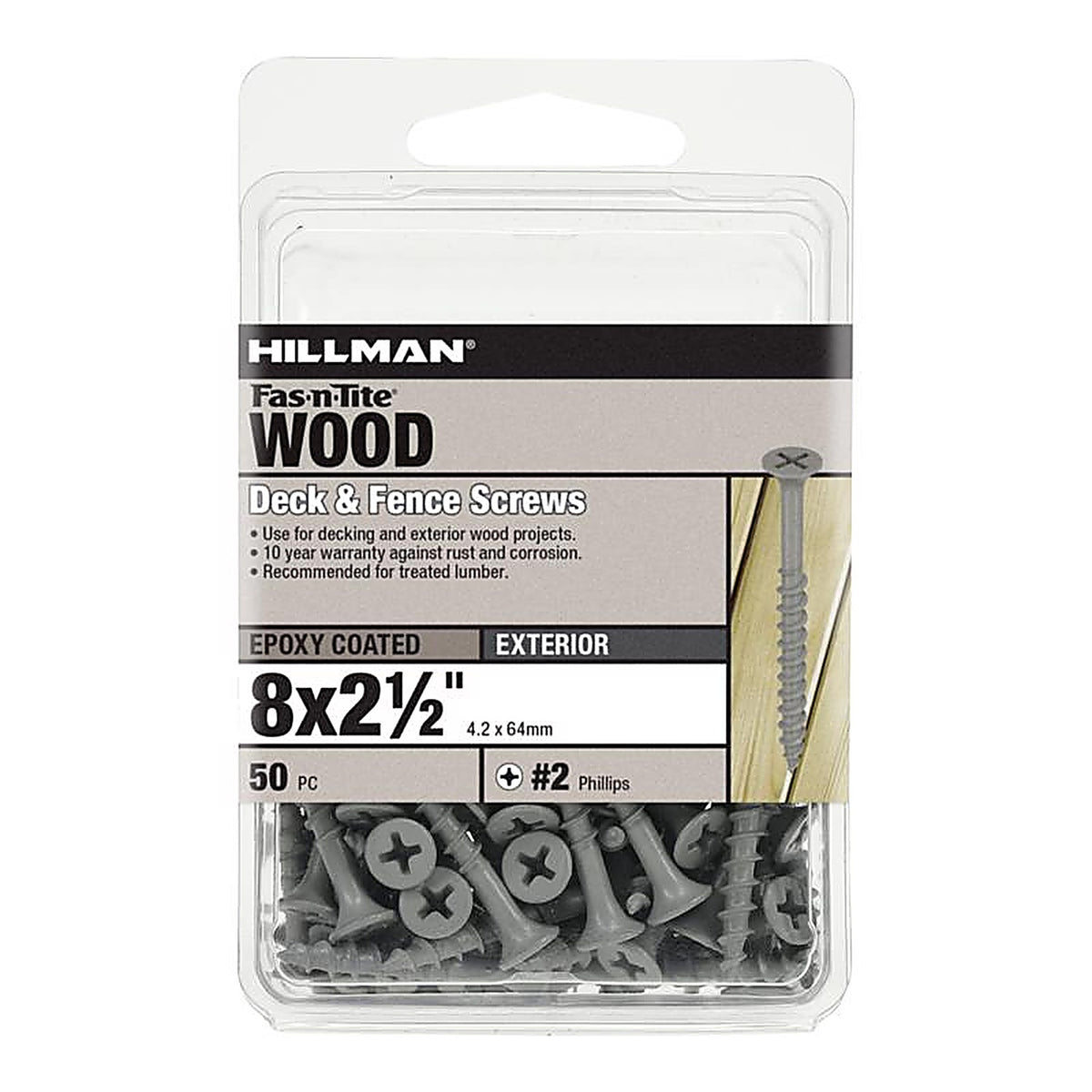 Hillman - 42672 - Fas-N-Tite No. 8 Ga. X 2-1/2 In. L Gray Phillips Bugle Head Deck Screws 50 Pack