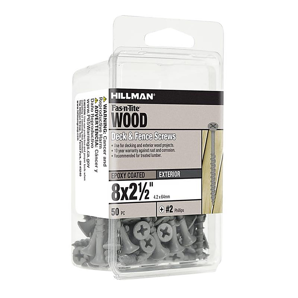 Hillman - 42672 - Fas-N-Tite No. 8 Ga. X 2-1/2 In. L Gray Phillips Bugle Head Deck Screws 50 Pack