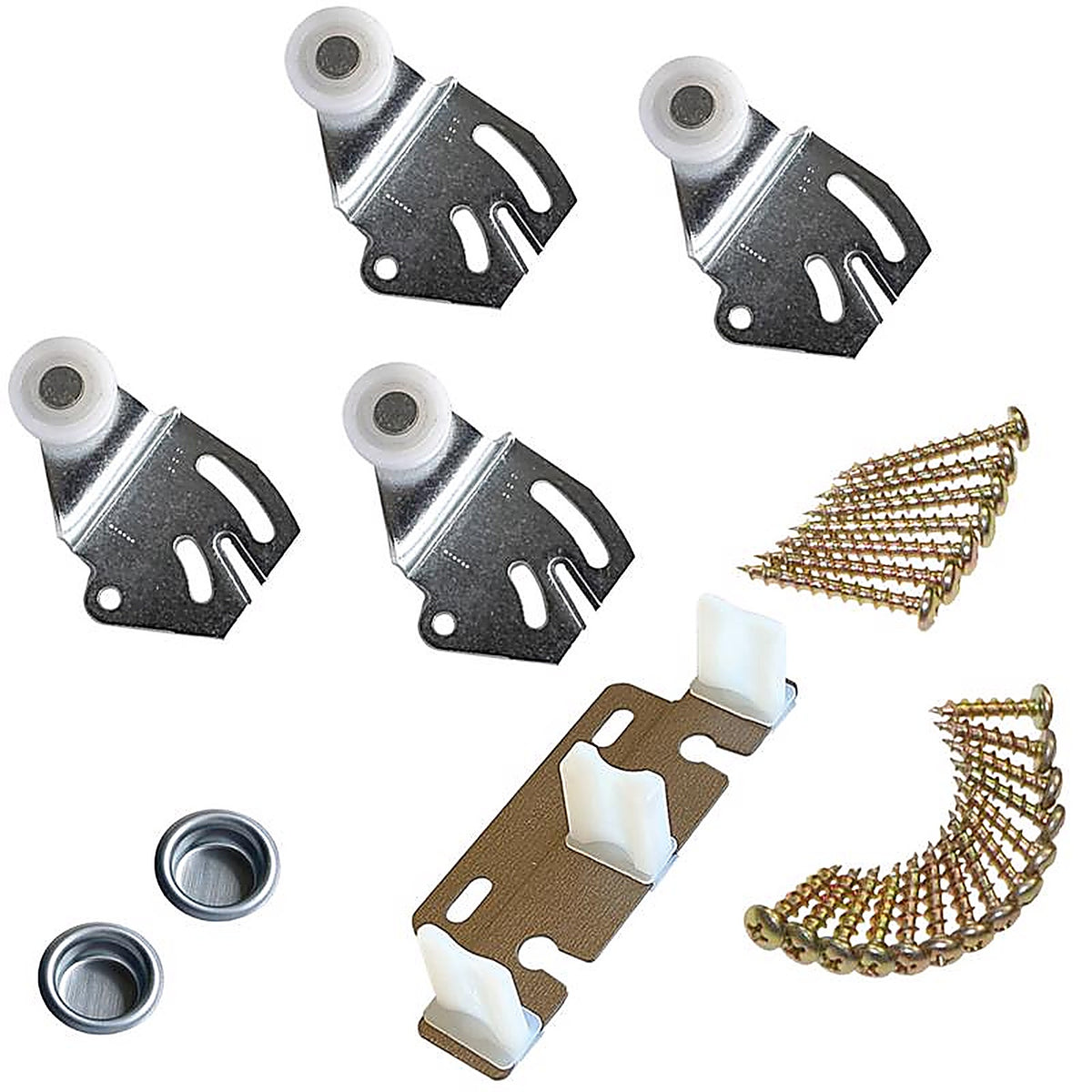 Johnson Hardware - 22313802 - 6 In. L Brass-Plated Brown/White Metal By-Pass Part Set 50 Piece