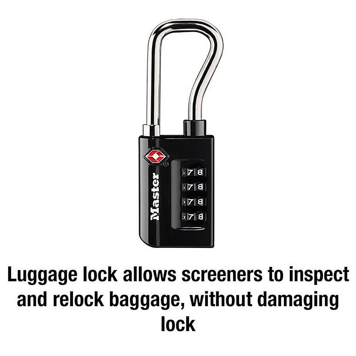 Master Lock - 4696D - 1-5/16 In. W Steel 4-Dial Combination Luggage Lock