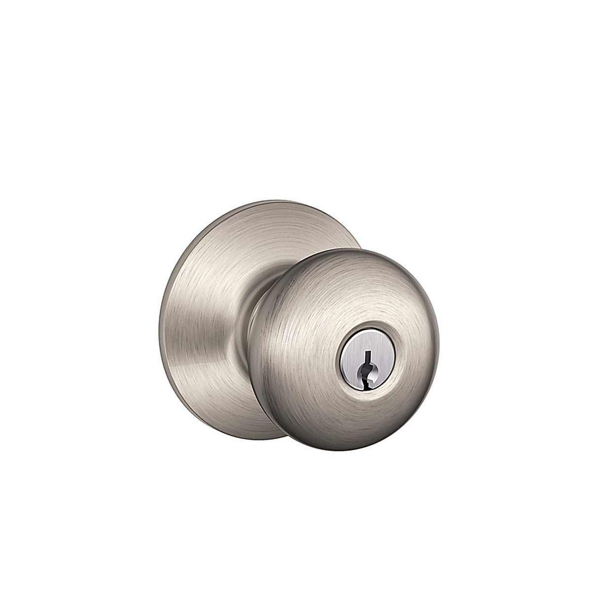 Schlage - F51PLY619K4 - Plymouth Satin Nickel Entry Knobs Key: K4 1-3/4 In.