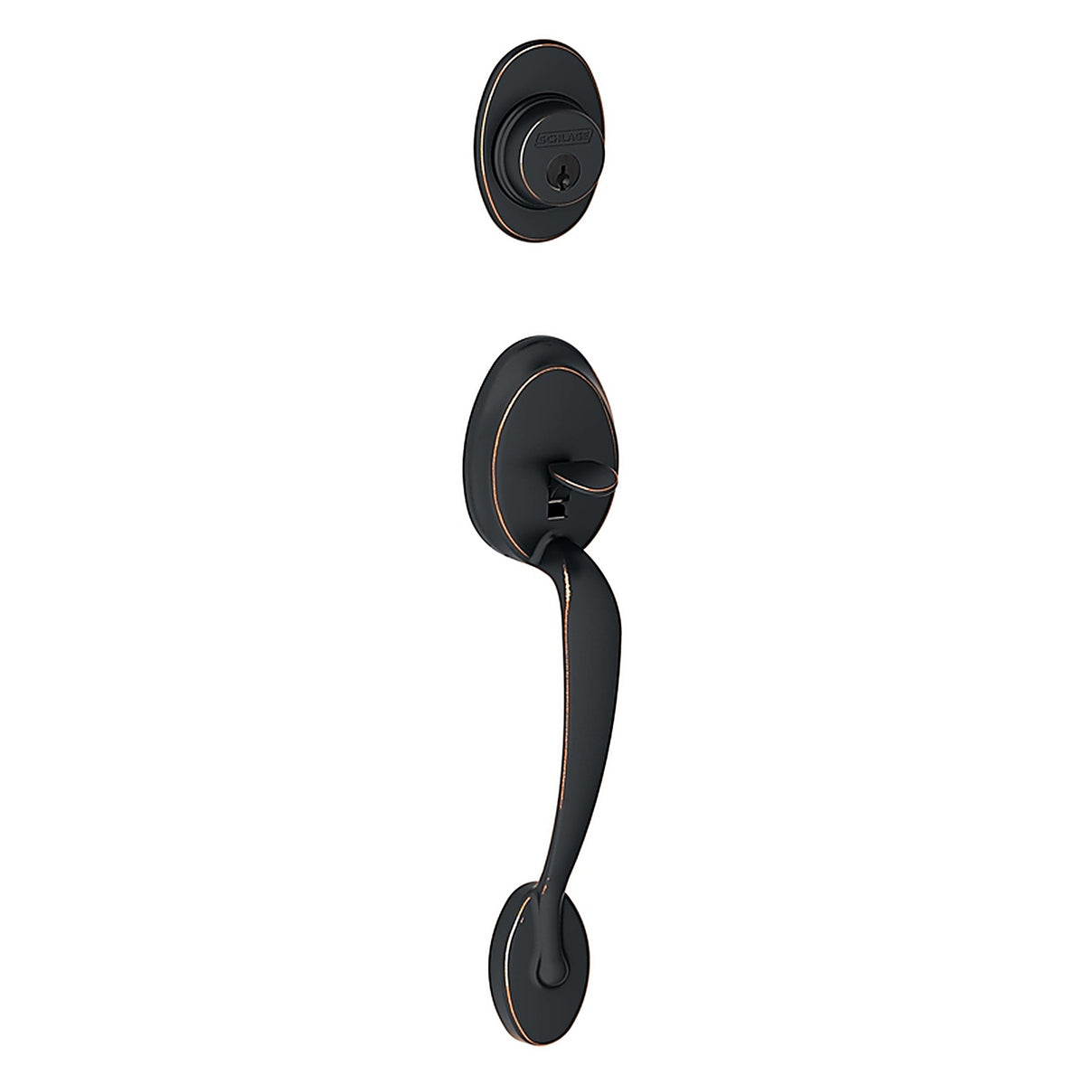 Schlage - F58PLY716 - Plymouth Aged Bronze Handleset Right or Left Handed