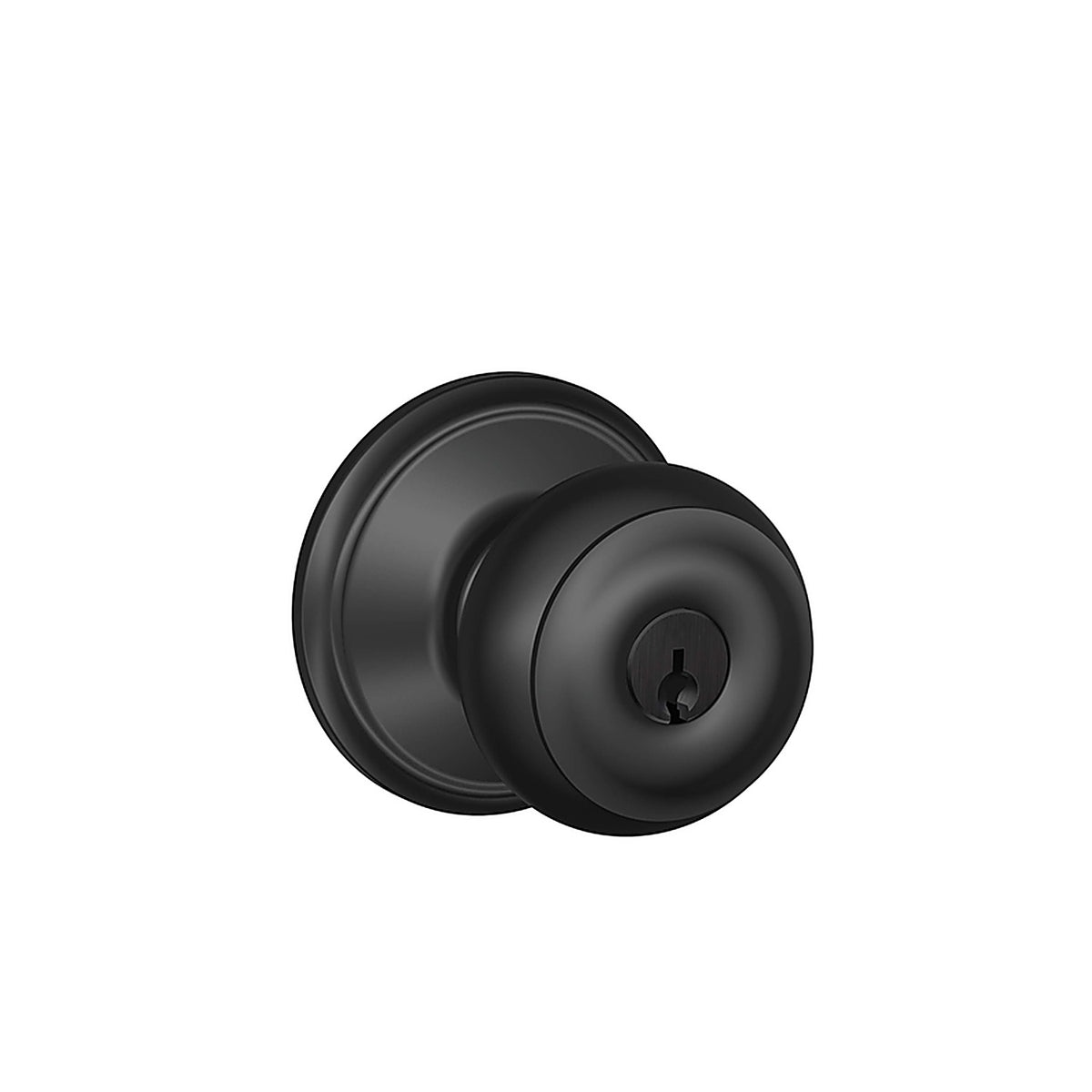 Schlage - F51AGEO622 - Georgian Matte Black Entry Knobs 1-3/4 In.