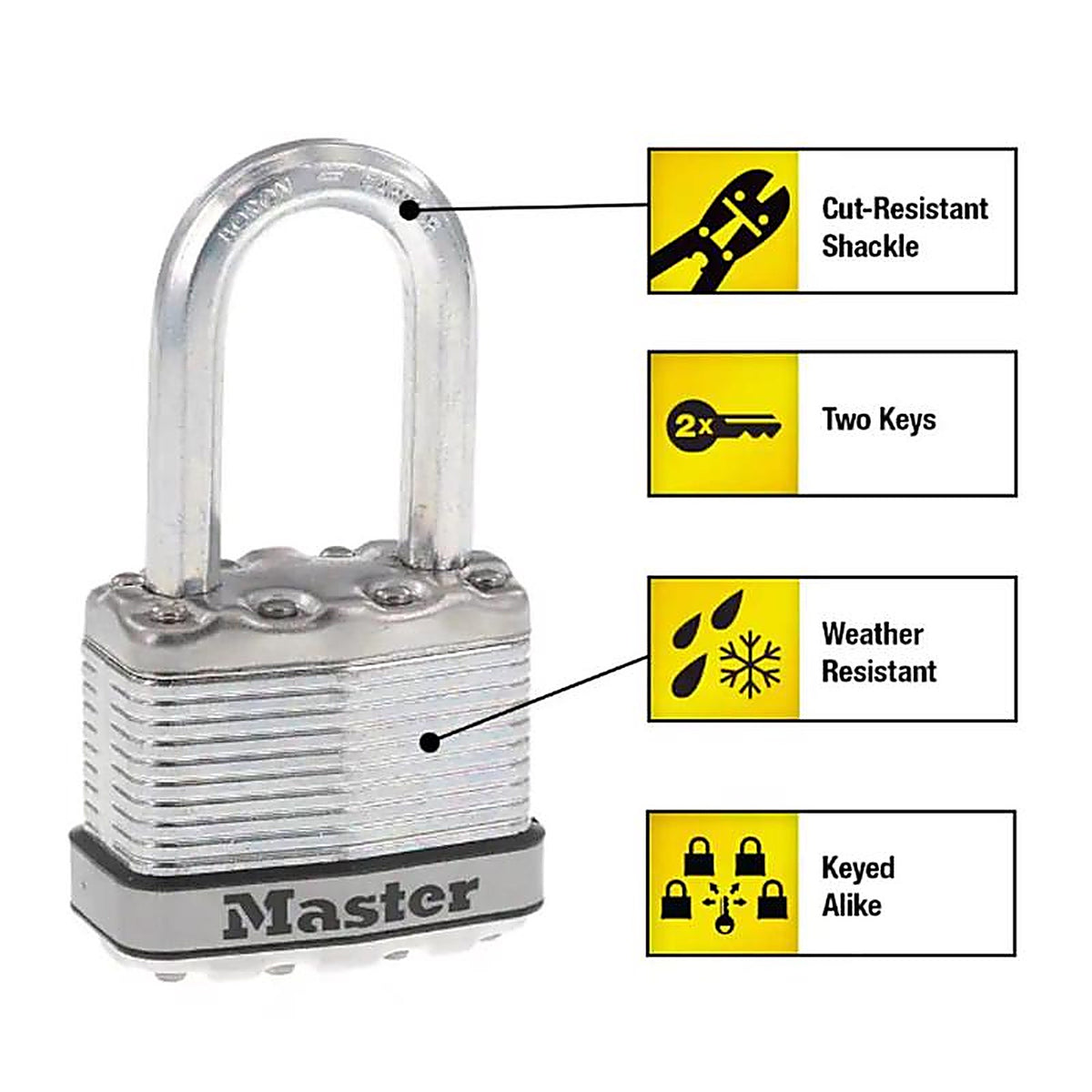 Master Lock - M1XQCCSEN - Magnum 1-3/4 In. W Stainless Steel Ball Bearing Locking Weather-Resistant Padlock