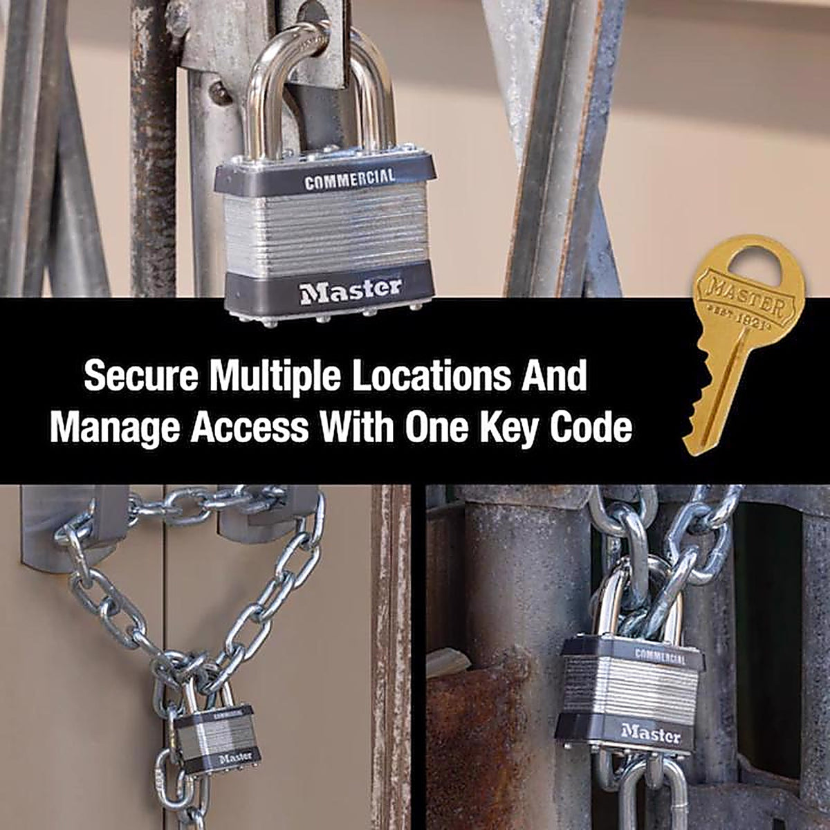 Master Lock - 5KA A389 - 2 In. W Steel Pin Tumbler Exterior Padlock