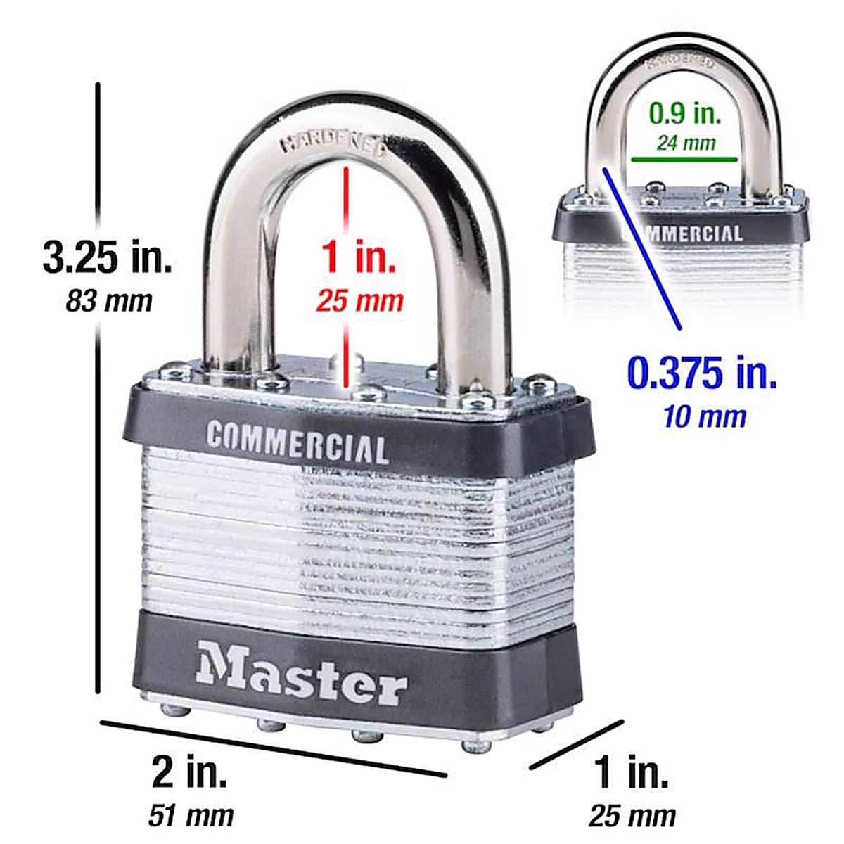 Master Lock - 5KA A389 - 2 In. W Steel Pin Tumbler Exterior Padlock