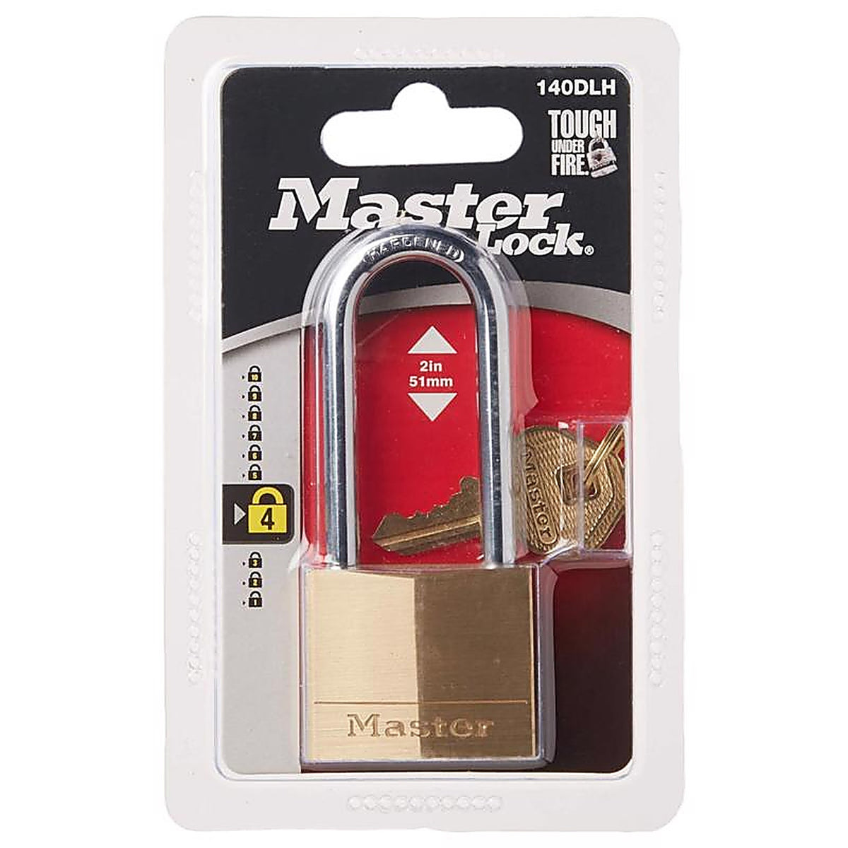 Master Lock - 140KAD 1G008 - 1-9/16 In. W Brass 4-Pin Cylinder Exterior Padlock