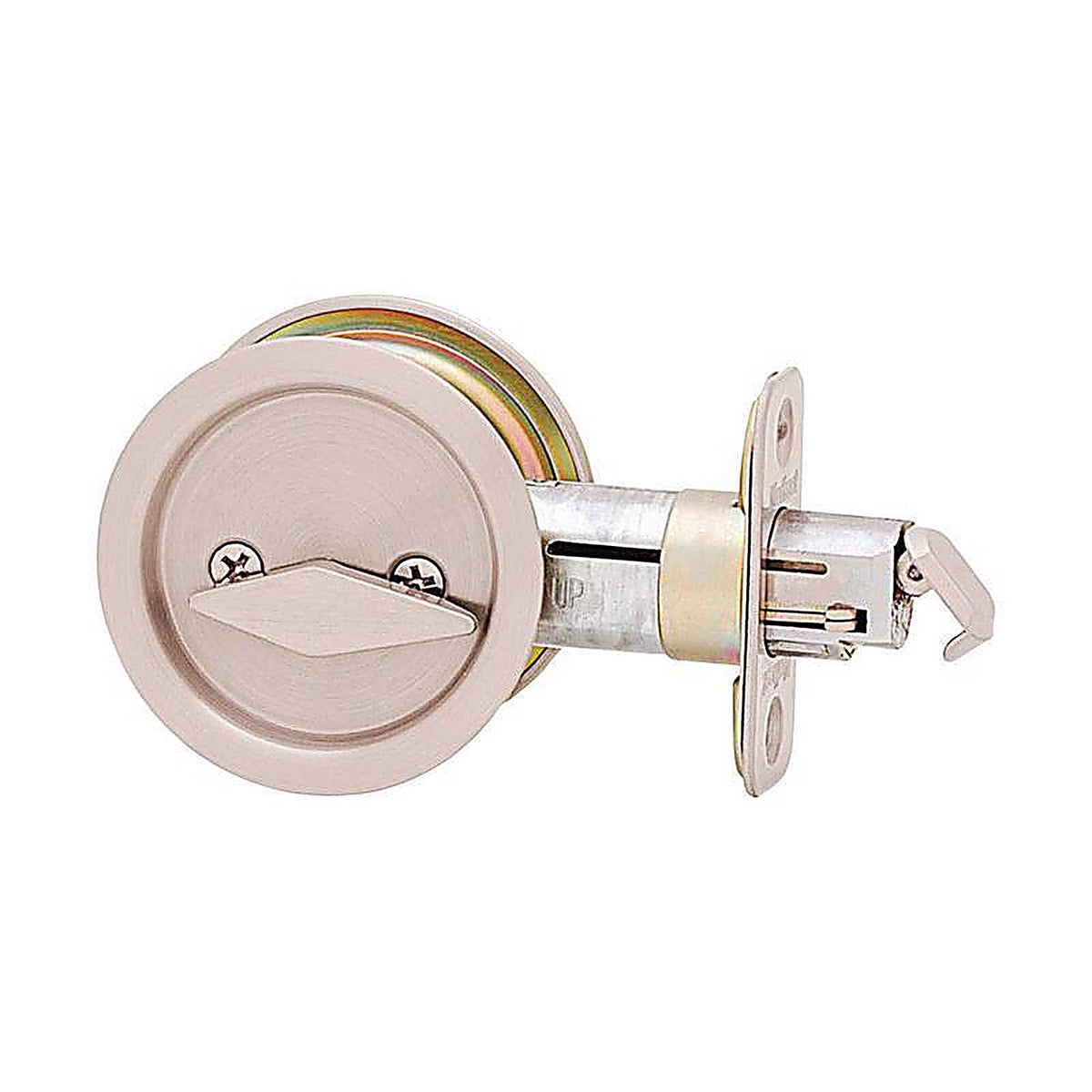 Kwikset - 93350-024 - Satin Nickel Metal Indoor Round Bed/Bath Pocket Door Lock