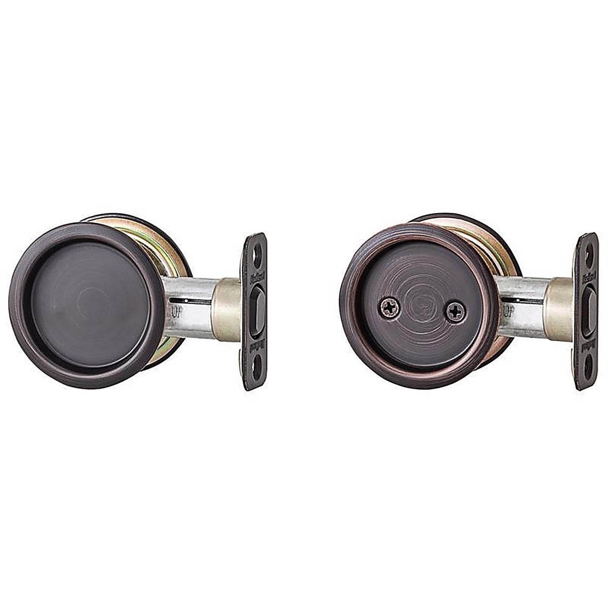 Kwikset - 93340-044 - Oil Rubbed Bronze Metal Indoor Round Pocket Door Lock