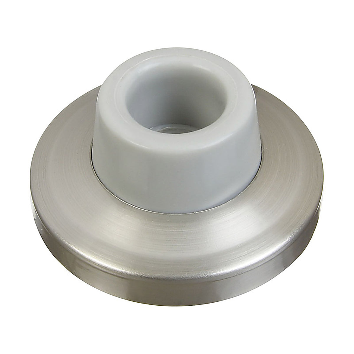 National Hardware N326-983 1 in. H Solid Brass w/Rubber Bumper Satin Nickel Silver Wall Door Stop Mounts to wall