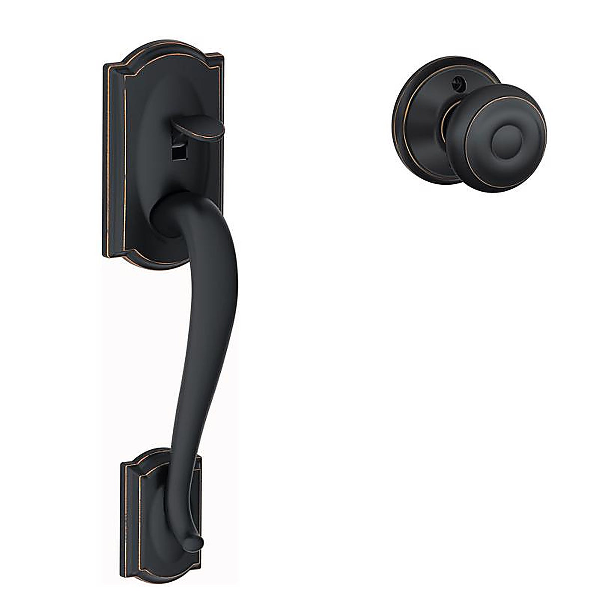 Schlage FE285GCAM716GEO Camelot Aged Bronze Entry Knobs ANSI Grade 1 1.8 in.