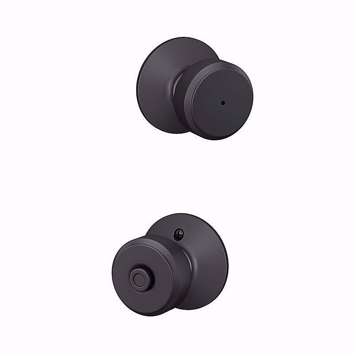 Schlage F40VBWE622 Bowery Matte Black Bed and Bath Knob Right or Left Handed