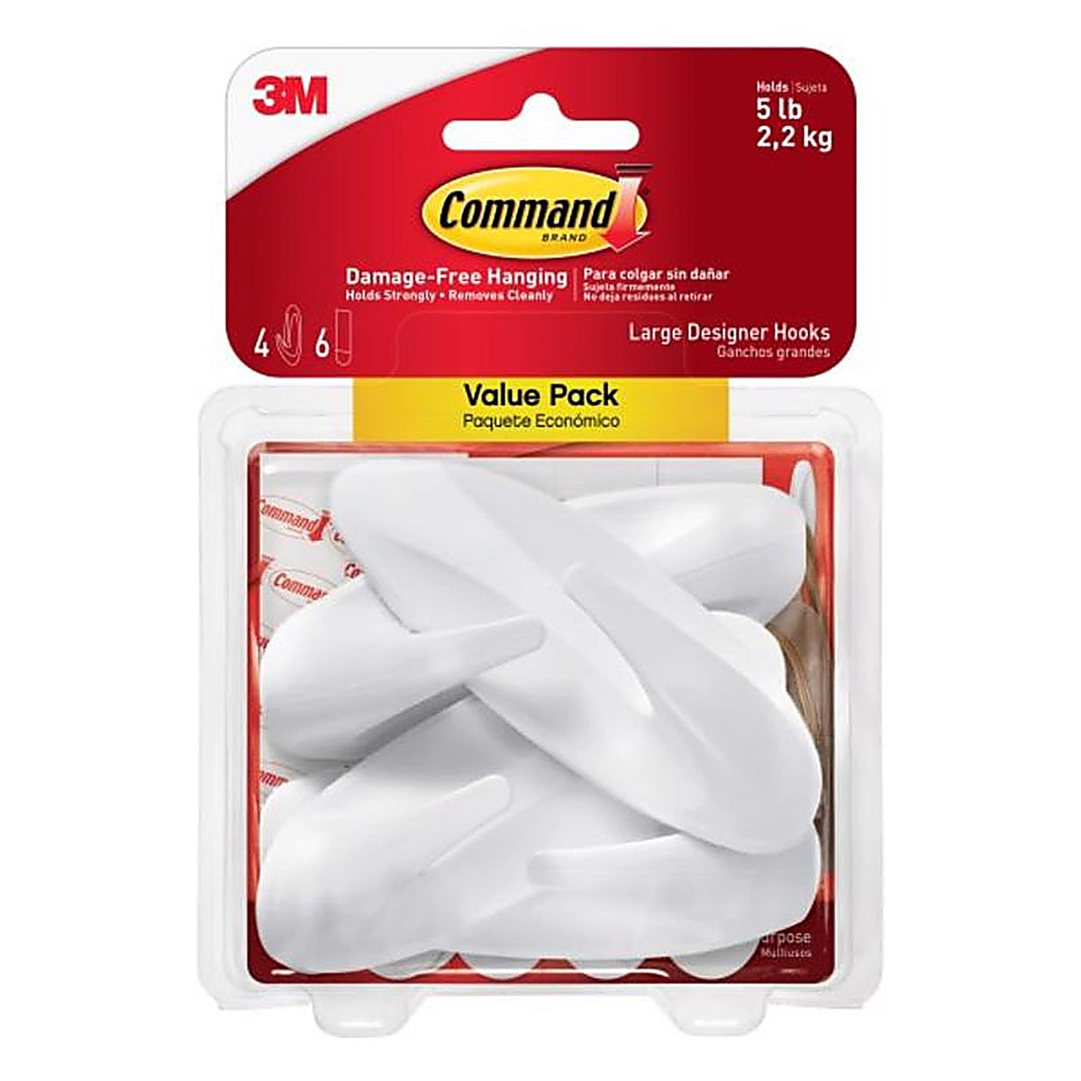 3M 17083-4ES Command Large Plastic Hook 4/Pack