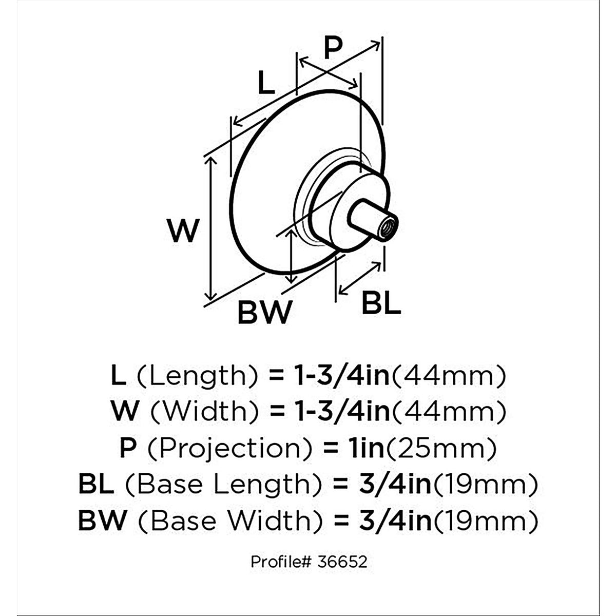 Amerock - BP36652CPN - Glacio Round Cabinet Knob 1-3/4 In. D 1 In. Clear/Polished Nickel 1 Pack