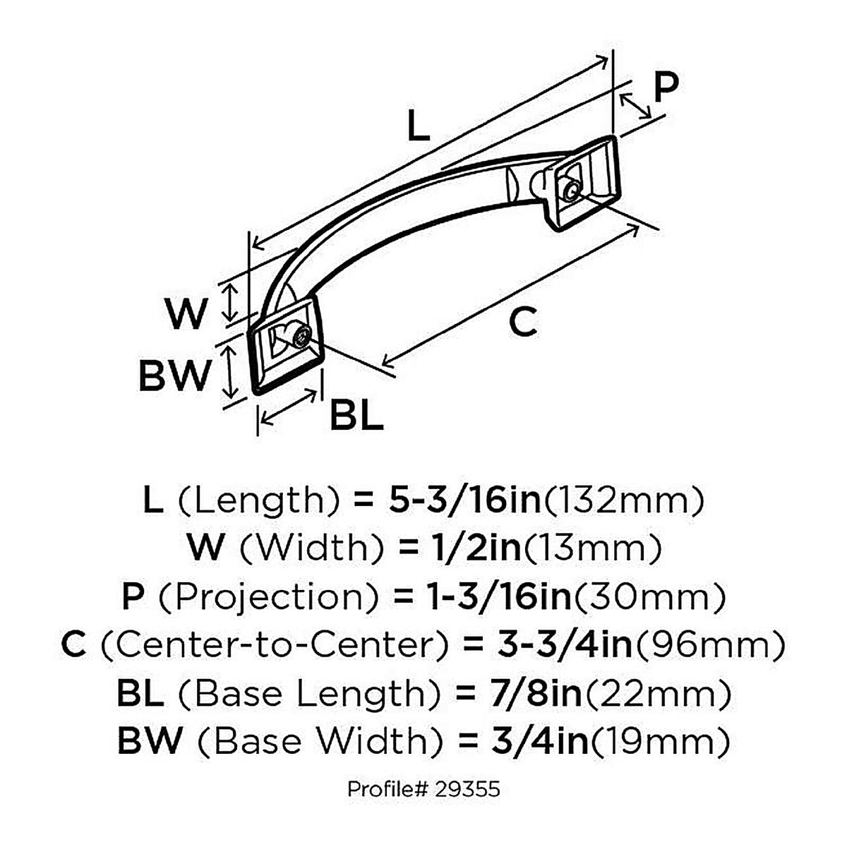 Amerock - BP29355G10 - Candler Transitional Arch Cabinet Pull 3-3/4 In. Satin Nickel Silver 1 Pack
