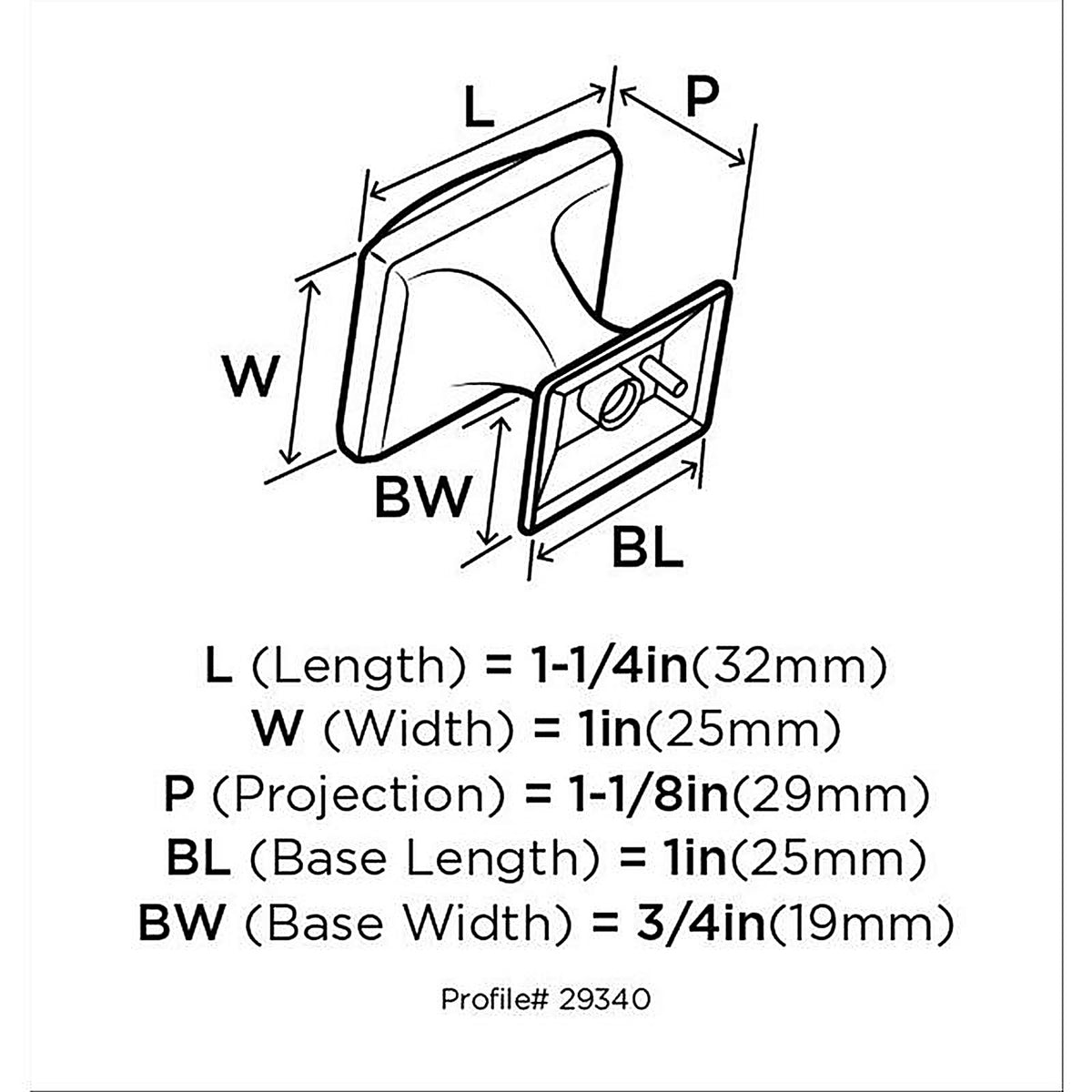 Amerock - BP29340G10 - Candler Square Cabinet Knob 1-1/8 In. Satin Nickel 1 Pack