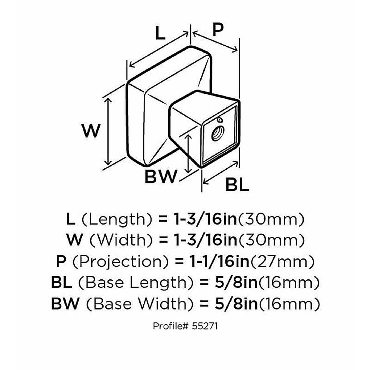 Amerock - BP55271G10 - Blackrock Collection Square Cabinet Knob 1 In. Satin Nickel 1 Pack