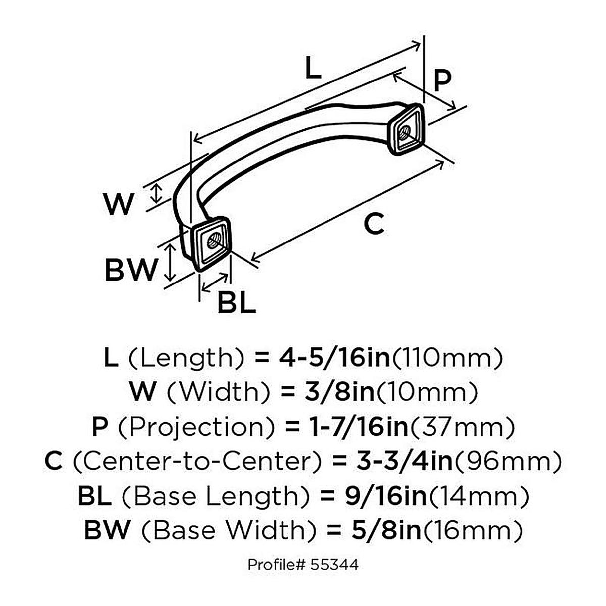 Amerock - BP55344G10 - Traditional Arch Cabinet Pull 3-3/4 In. Satin Nickel Silver 1 Pack